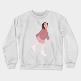 Brunette girl figure skating Crewneck Sweatshirt